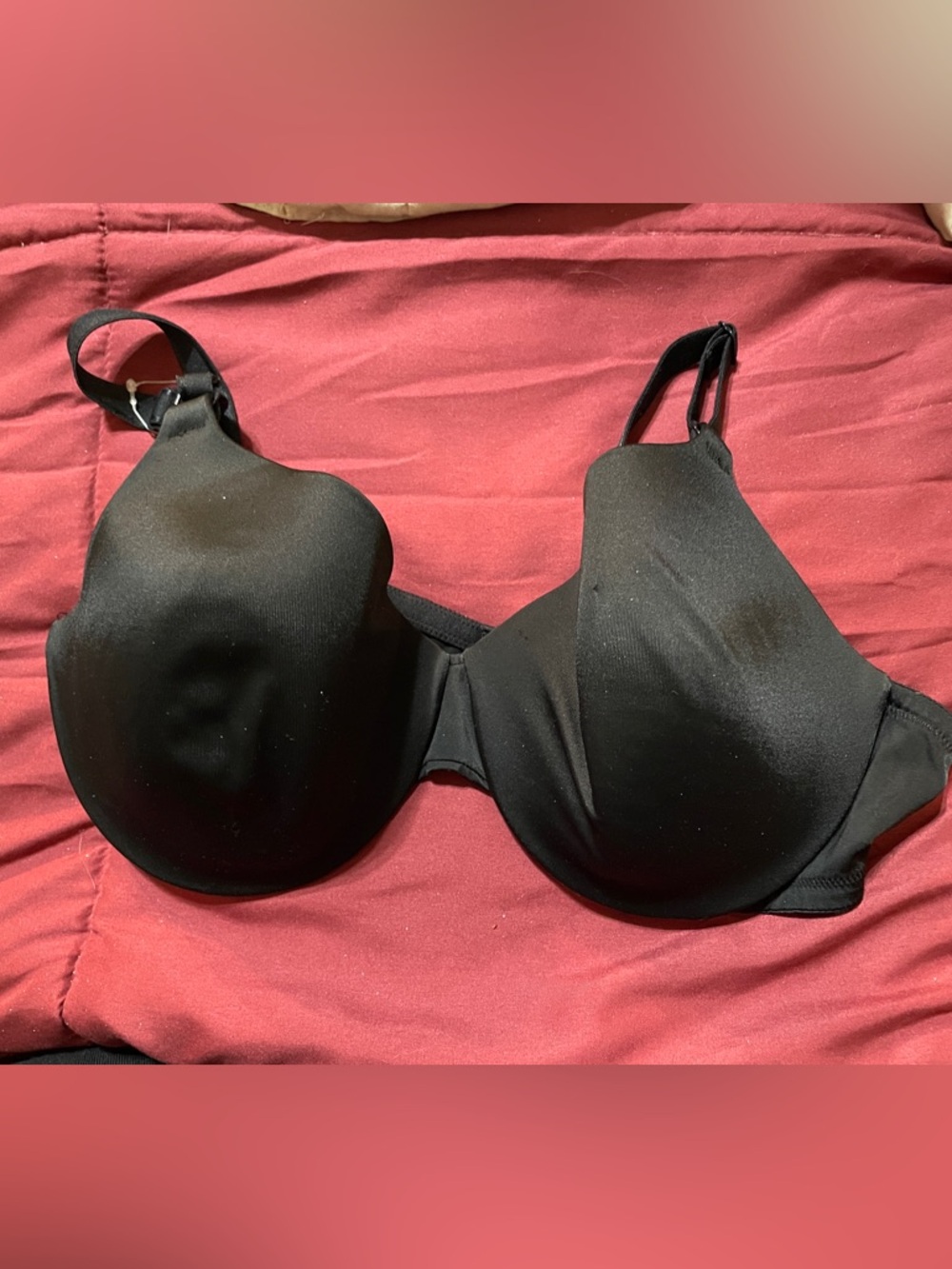 Two Warner's Black Molded T-Shirt Bra - Smooth Seamless Cups - Underwire